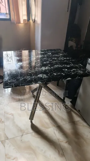 Marble Pattern Dinning/Study Tables With Stainless Crossed Legs