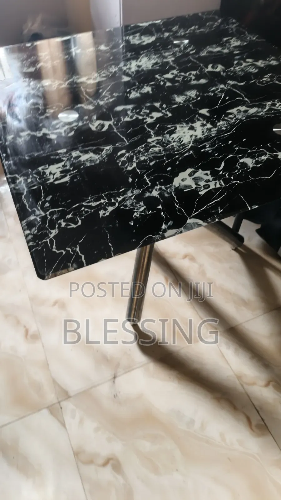Marble Pattern Dinning/Study Tables With Stainless Crossed Legs