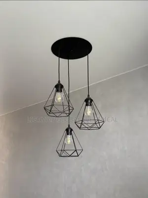 Industrial Hanging Black Metal Cage 3 in 1 Drop Light