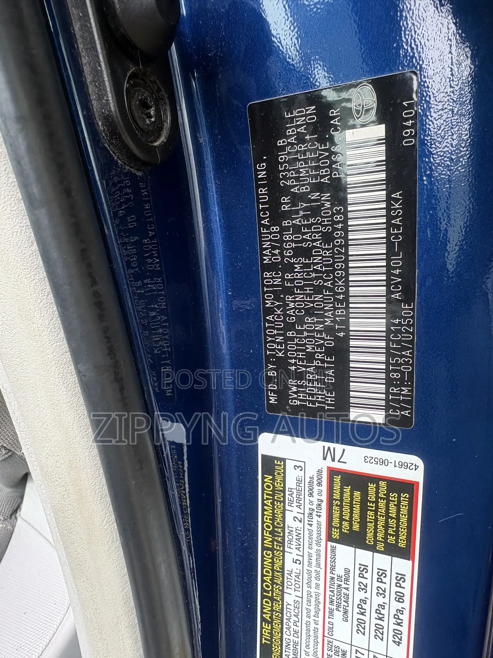 Toyota Camry 2.4 SE Automatic 2008 Blue