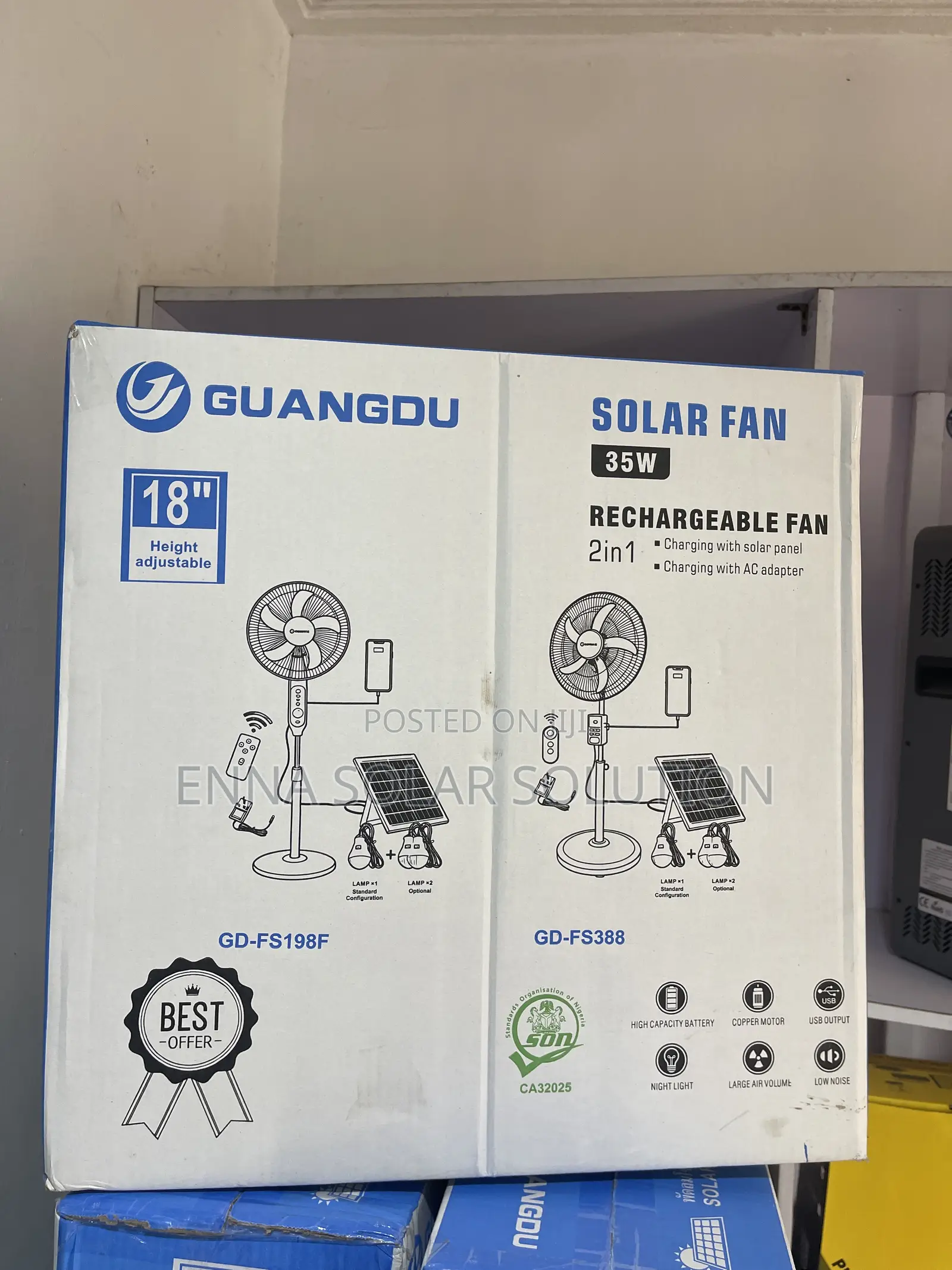 18Inches Solar Rechargeable Fan