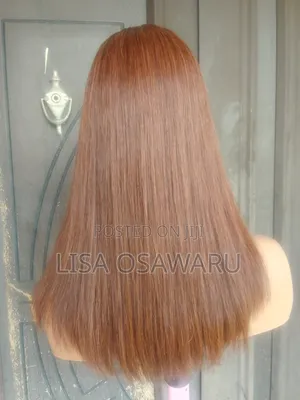 14" Brown Bone Straight 2x6 Closure Wig - 100% Human Hair - Benin