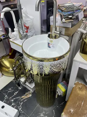 England Freestanding Gold and White Wash Hand Basin