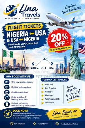 Flight Tickets From Nigeria to USA & USA to Nigeria – 20% OFF
