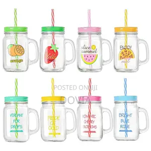 450ml Fruit Design Glass Smoothie Cups & Juice Mugs (Pack of 8)