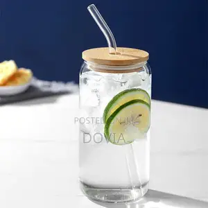 500ml Portable Glass Coffee Milk,cold Drink, Juice Cup With Bamboo