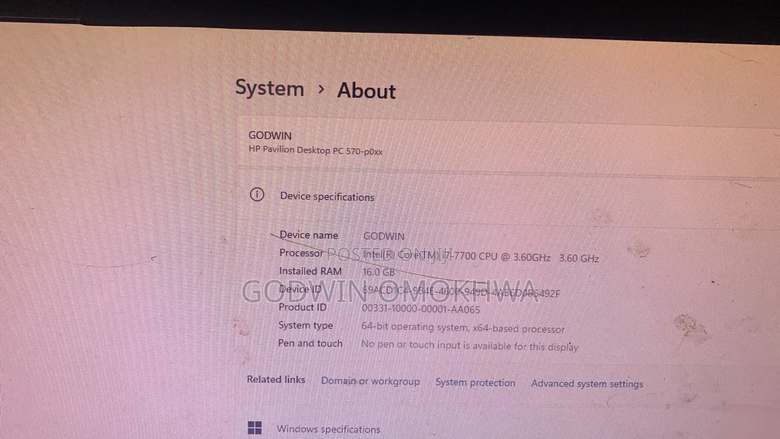 Desktop Computer HP Pavilion 570 16GB Intel Core i7 HDD 2T