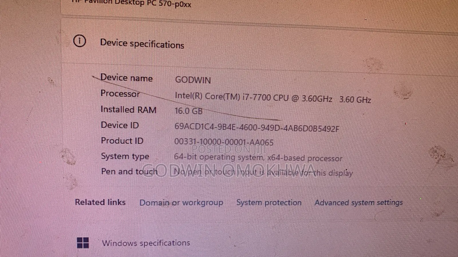 Desktop Computer HP Pavilion 570 16GB Intel Core i7 HDD 2T
