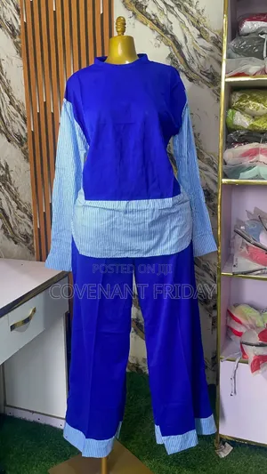 Stylish 2-Piece Striped Top & Wide-Leg Trouser Set