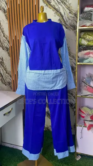 Stylish 2-Piece Striped Top & Wide-Leg Trouser Set