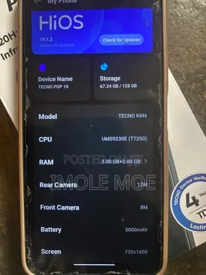 New Tecno Pop 10 128 GB Gold