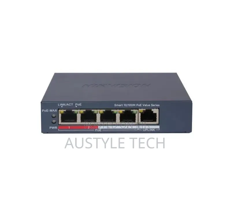 Hikvision Switch POE. 4 Port Fast Ethernet Unmanaged POE
