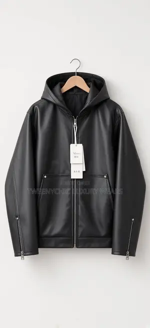 Black Leather Hooded Jacket – Stylish Streetwear Fashion | M&m-Made