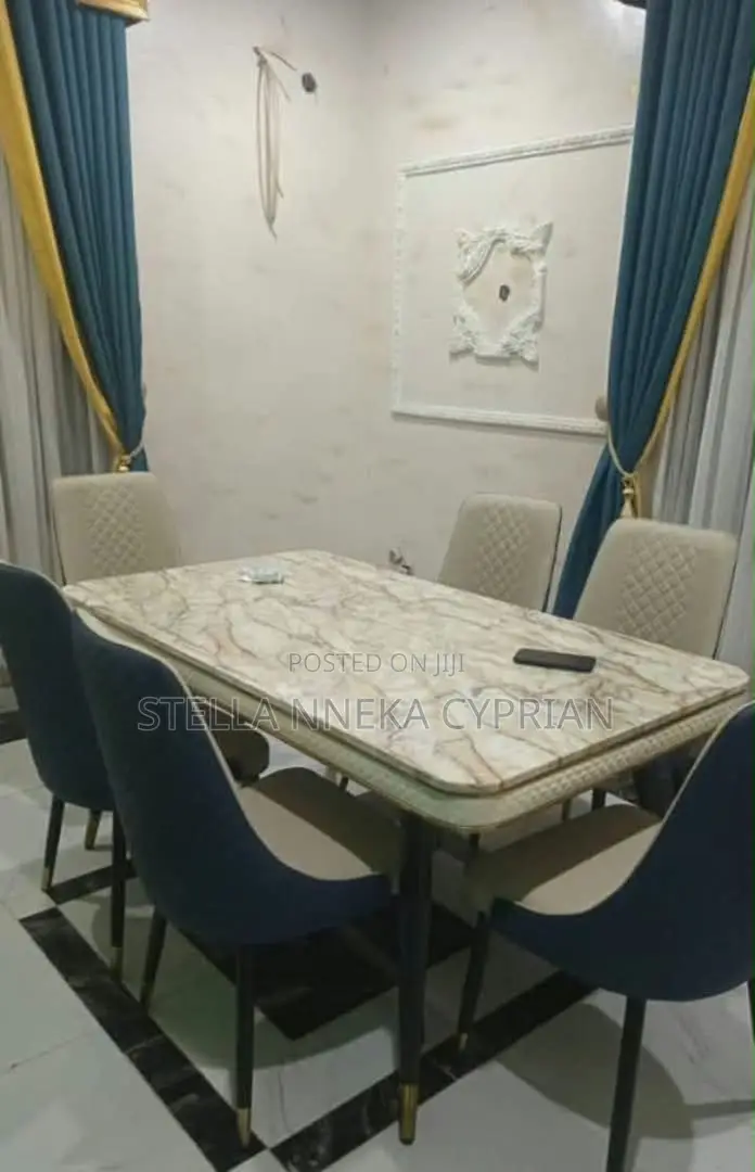 Imported Marble Dinning Table and Six Chairs