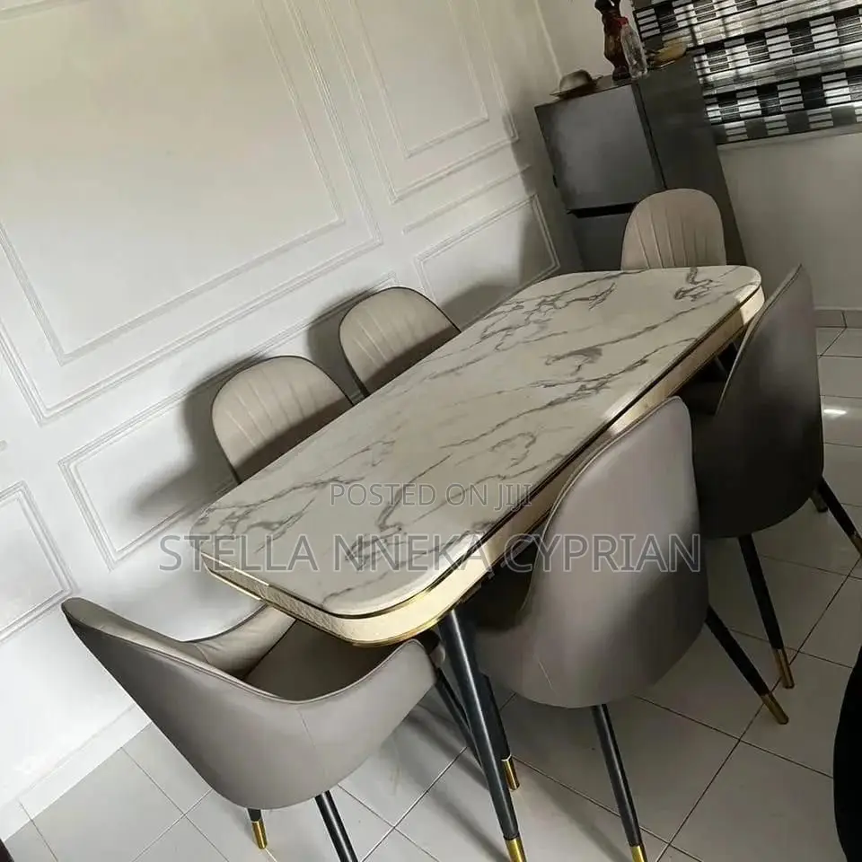 Imported Marble Dinning Table and Six Chairs