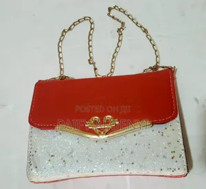Red & Silver Glitter Shoulder Handbag
