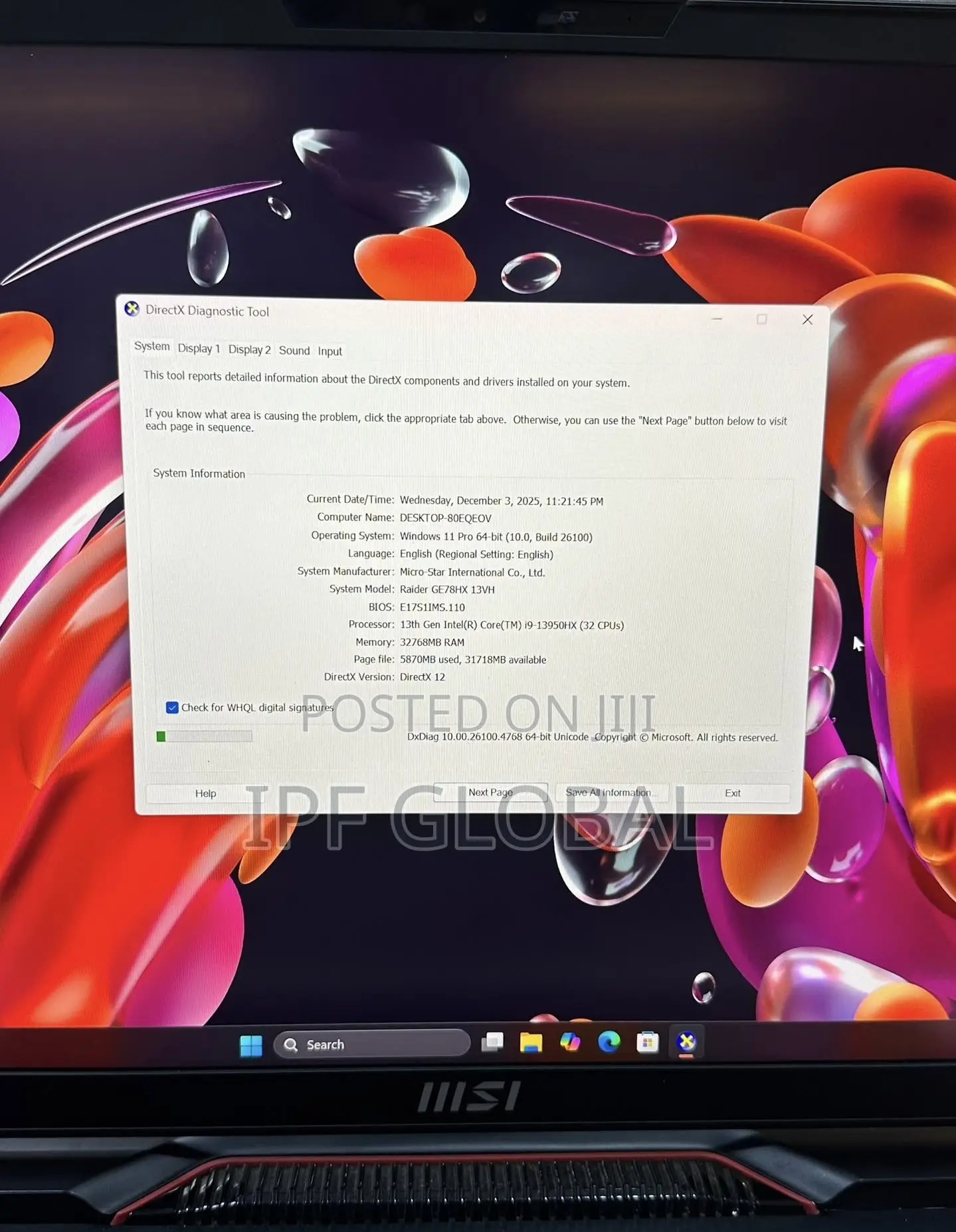Laptop MSI Raider GE78HX 32GB Intel Core i9 SSD 1T