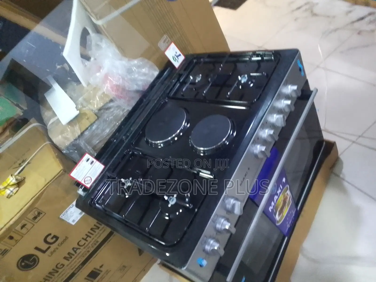 Maxi 6090 Gas Cooker With Hot Plate – Basic Grey Style