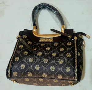 Chic Dark Brown Monogrammed Handbag
