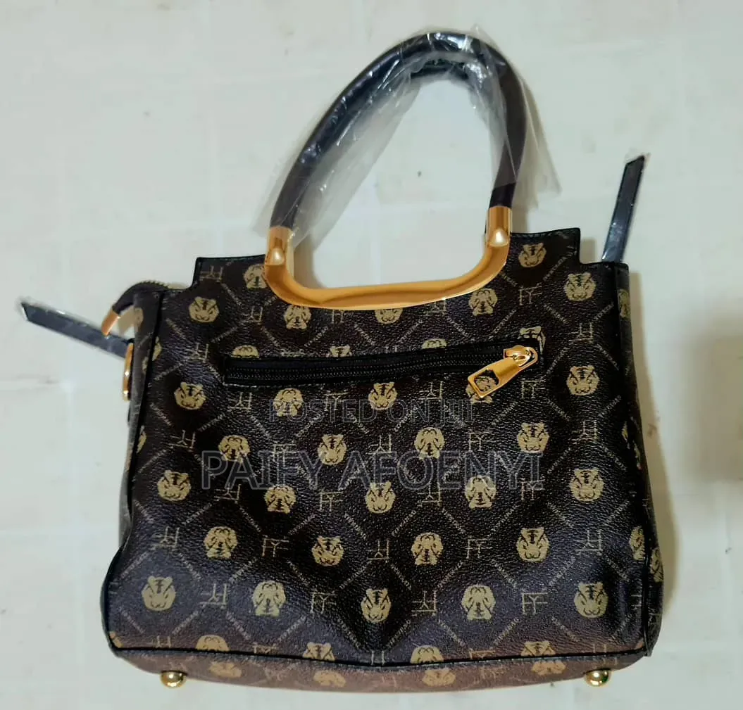 Chic Dark Brown Monogrammed Handbag