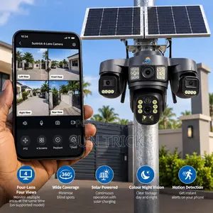 Suntrick Four-Lens Solar Security Camera With Multi-Angle Monitoring