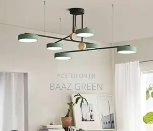 Modern 5-Head Pendant Chandelier With Green Shades