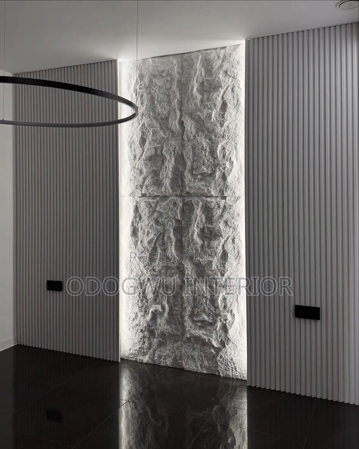 Attractive Pu Stone and Fluted Pannel