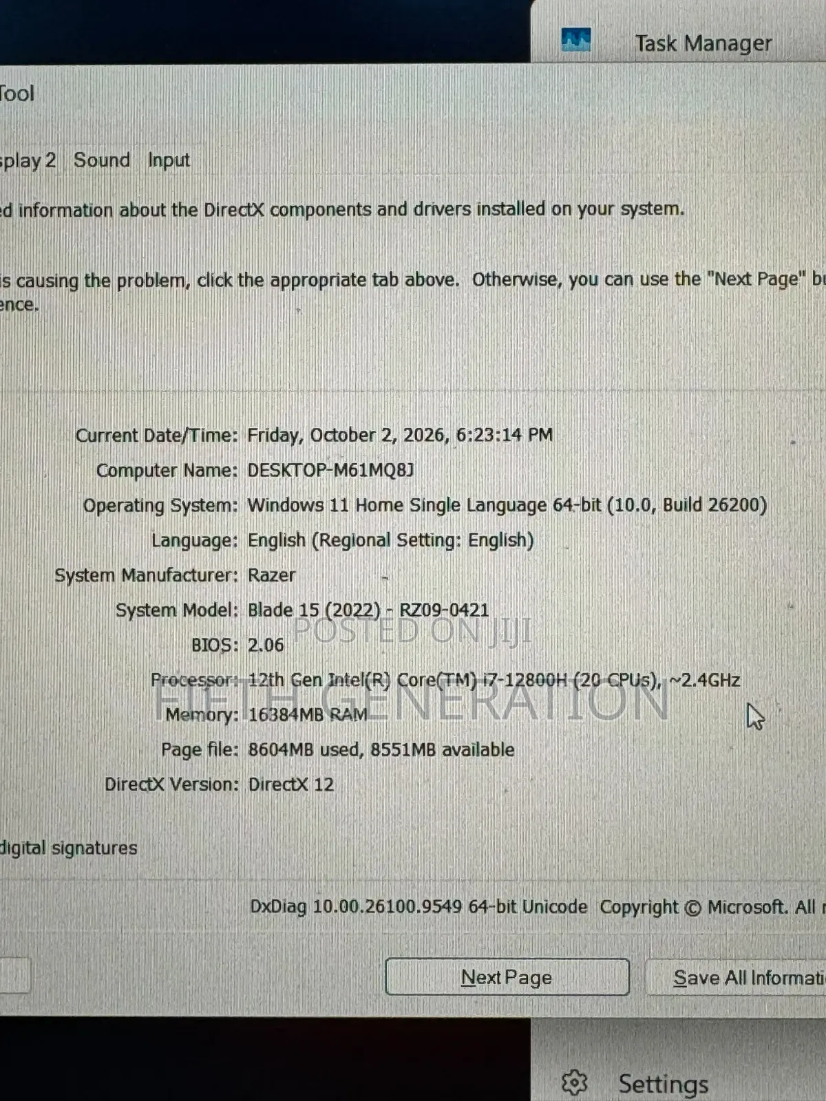 Laptop Razer Blade 16GB Intel Core i7 SSD 1T