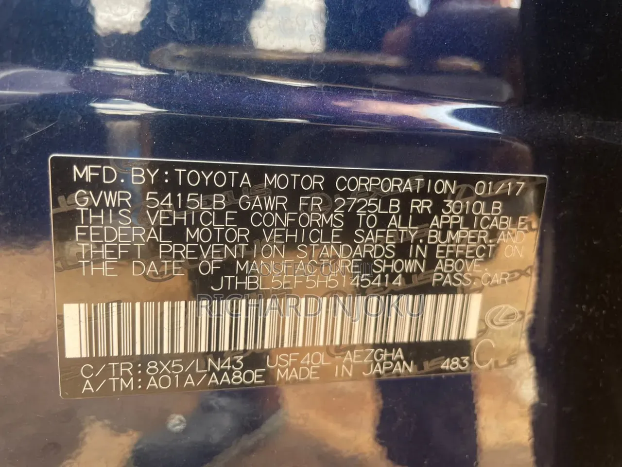 Lexus LS 460 AWD 2017 Blue