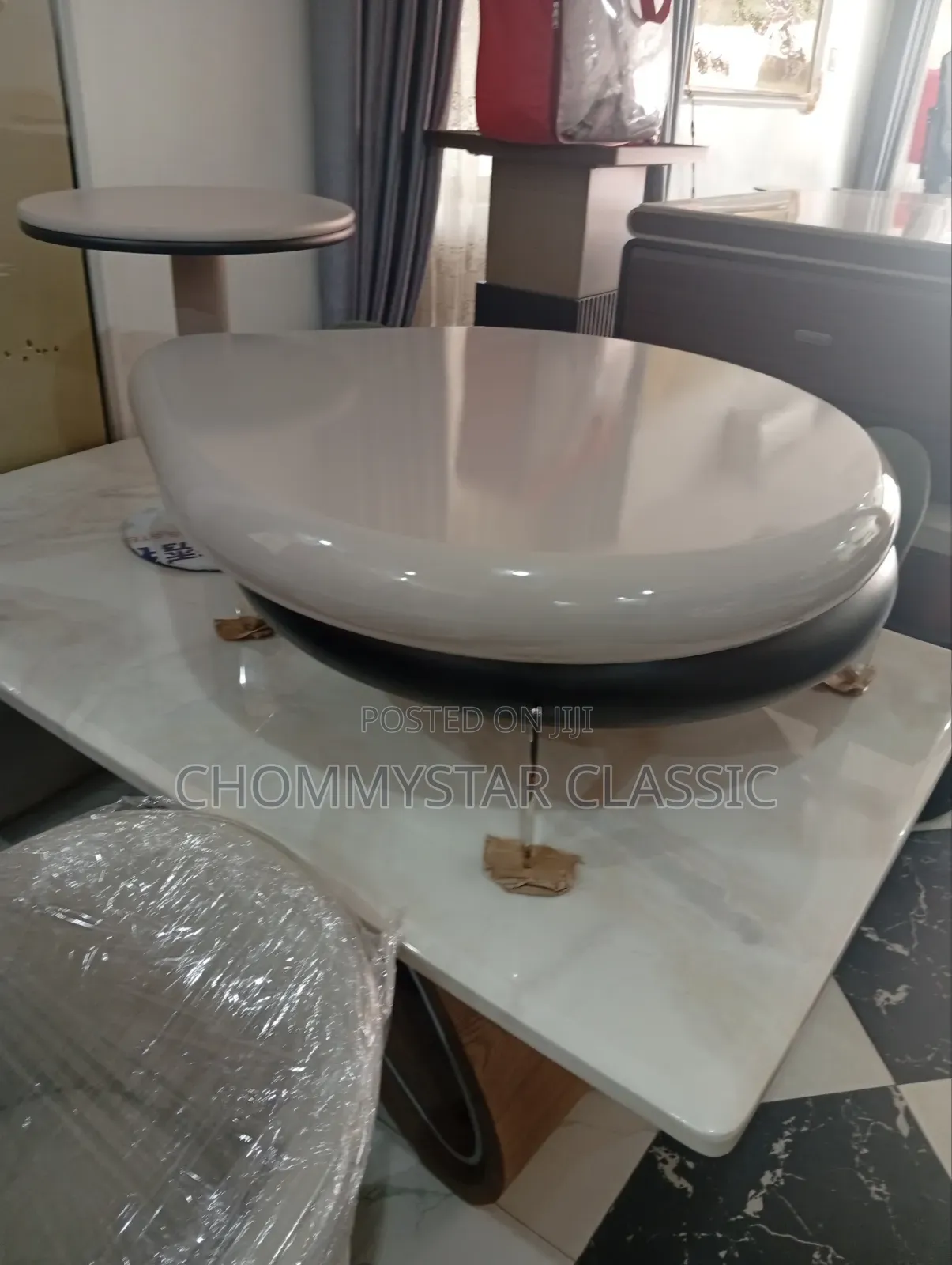 Oval Centre Table Marble Top