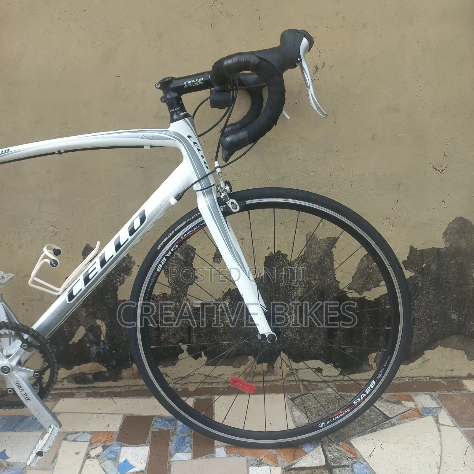 Clean Sharp White Professional 9-Speed Road Bike With Carbon Fork