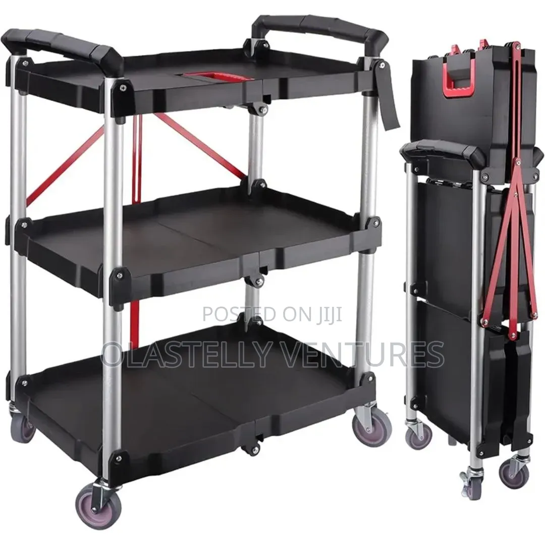 Quality Foldable Plastic 3layer Food Trolley. H