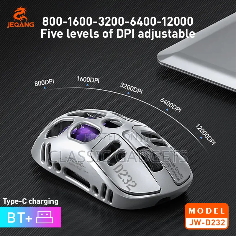 Jeqang Jw- D232 12000 DPI RGB Rechargeable Wireless Gaming Mouse