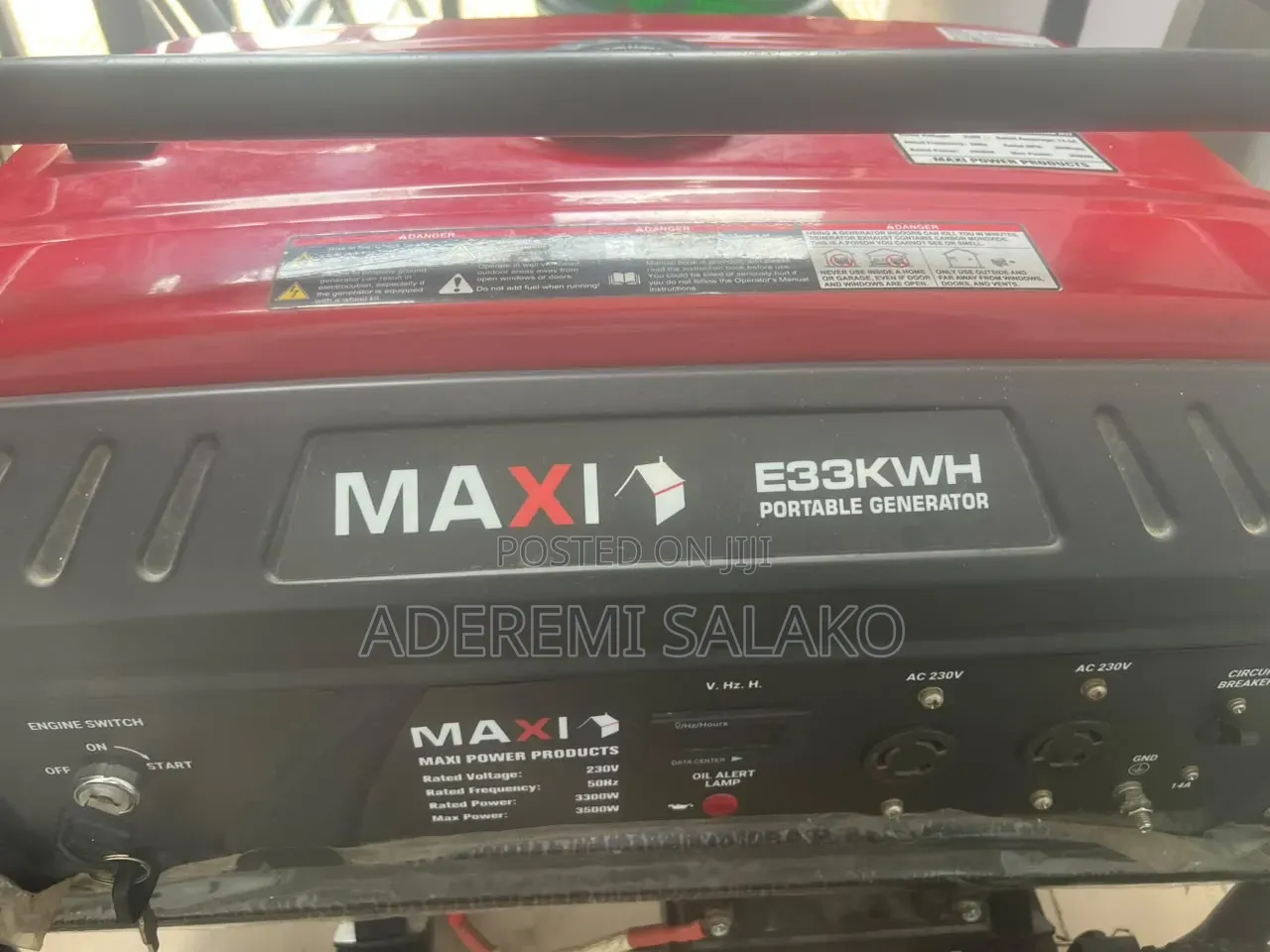 MAXI E33KWH 3.5kVA Portable Gasoline Generator (Key Start & Wheels)