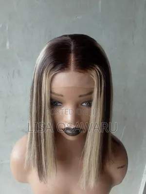 12" Piano Blonde Highlight Bone Straight Bob Wig - 2x6