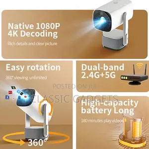 Rechargeable Battery Built in Pan Tilt Lamp 4k Smart Projector