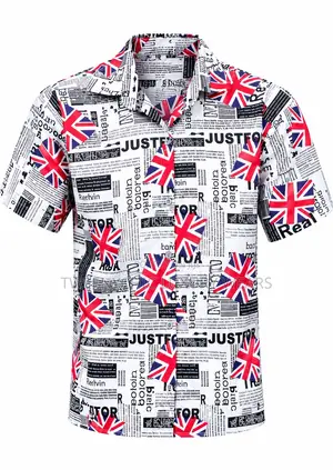 Men’s Union Jack Printed Short-Sleeve Shirt | Trendy Casual Fashion