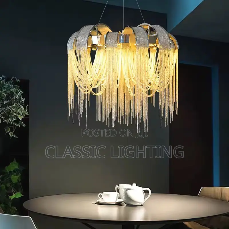 Chain Chandelier Hotel Villa Creative Postmodern Round Tassel Pendant