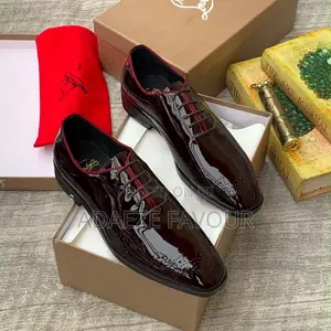 Men’s Burgundy Patent Leather Lace-Up Oxford Dress Shoes