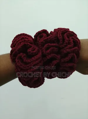 Burgundy Crochet Scrunchies 3Pcs - Trending Handmade Scrunchie
