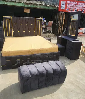 Full Set Padded 6 by 6 HDF Bedframe of Proper Quality