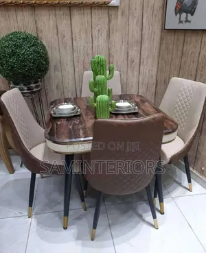 New Executive Marble Top Dining With 4 Chairs