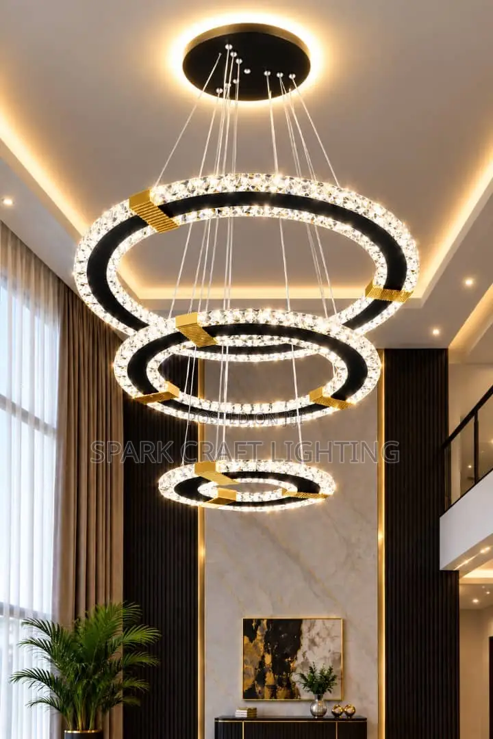 Crystal 3 Ring Chandelier