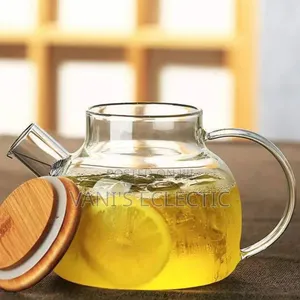 Premium 1L Borosilicate Glass Teapot With Bamboo Lid