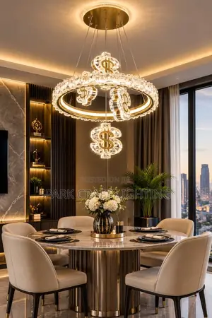 Luxury Crystal Ring Chandelier With Dollar Pendant Lights