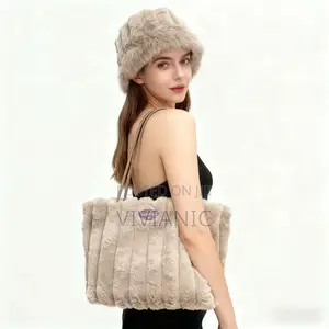 Faux Fur Bag and Bucket Hat Set