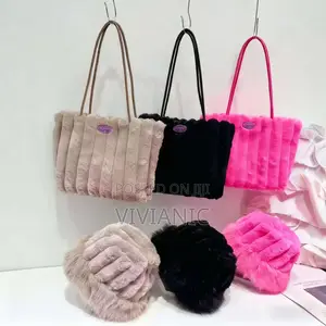Faux Fur Bag and Bucket Hat Set