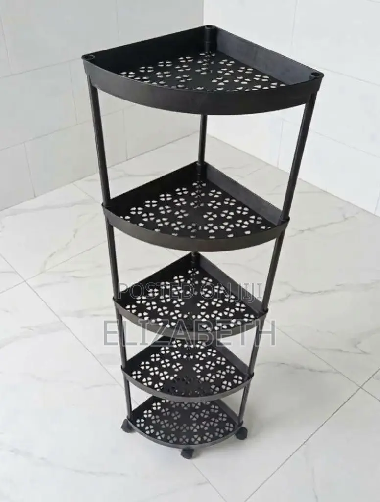 5-Tier Plastic Corner Storage Trolley Rack on Wheels
