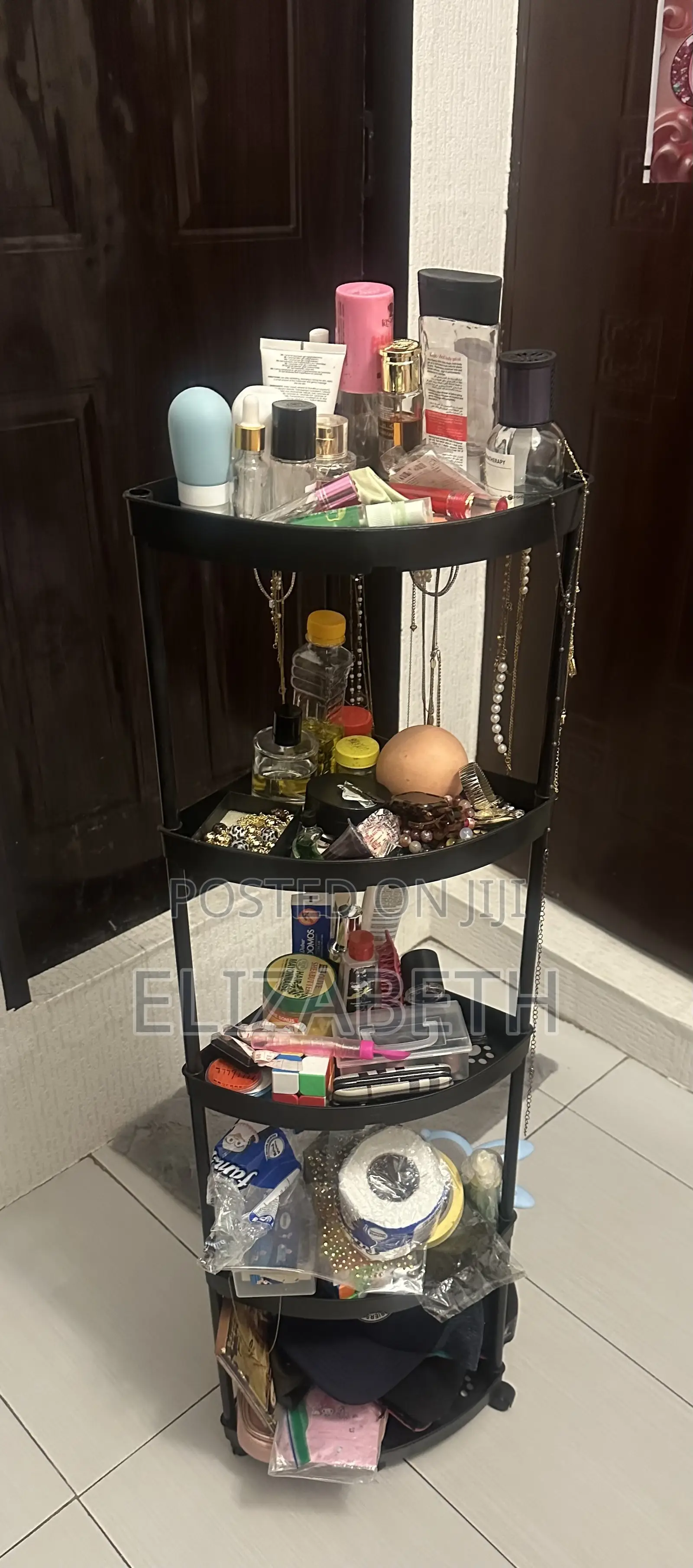 5-Tier Plastic Corner Storage Trolley Rack on Wheels