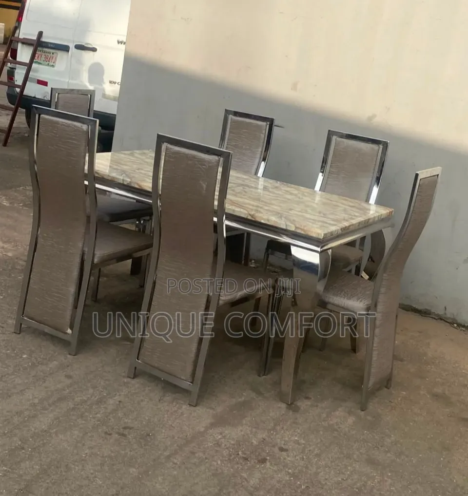 Imported Executive 6 Seaters Real Marble Dinning Set